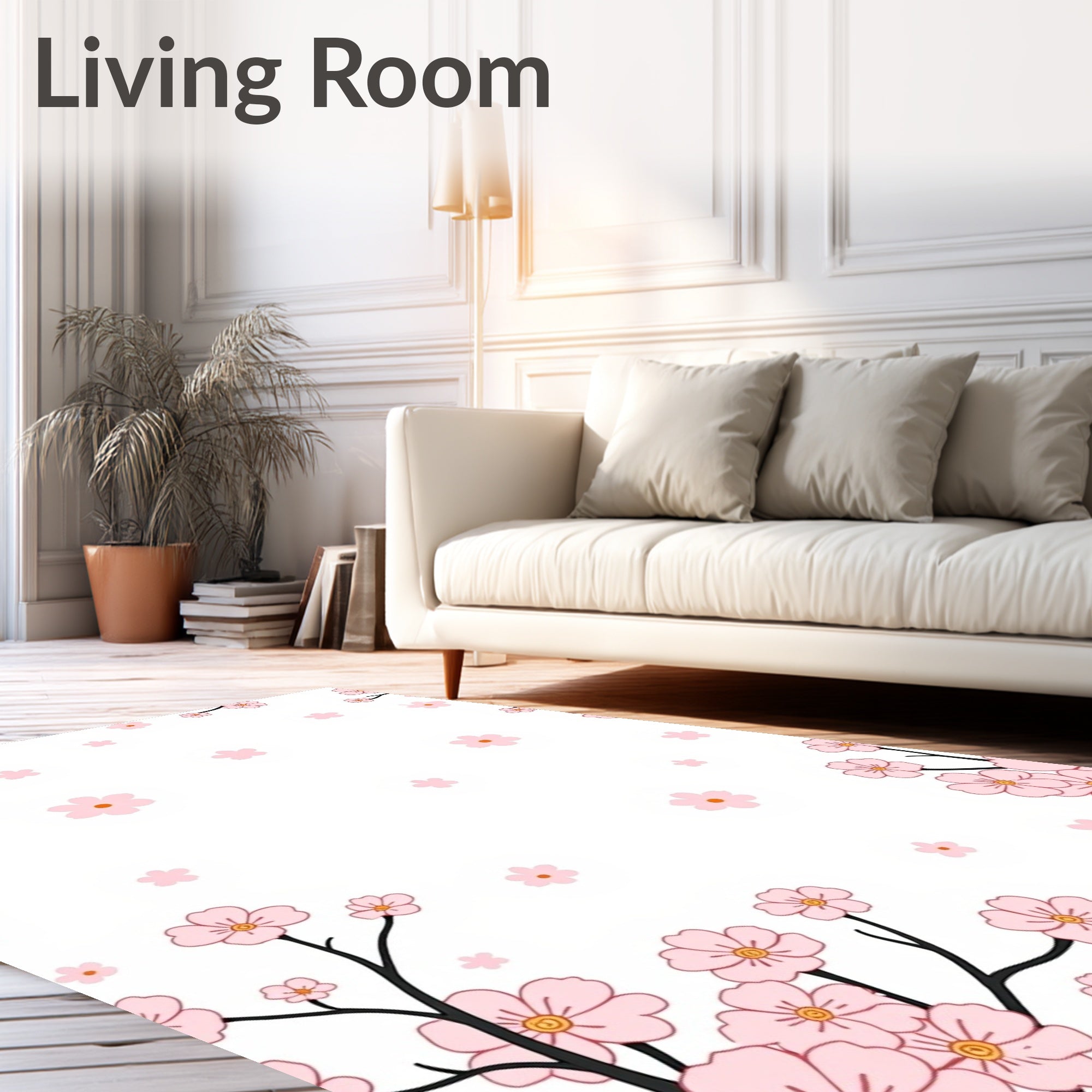 Delicate Pink Blossom Pattern Rug