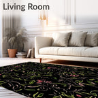 Black Floral Abstract Outline Rug