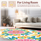 Vibrant Floral Mandala Pattern Rug