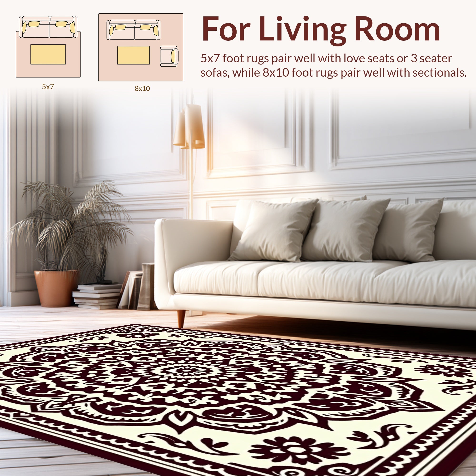 Intricate Mandala Floral Pattern Design Rug