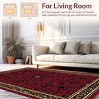 Rich Red Black Gold Scrollwork Rug