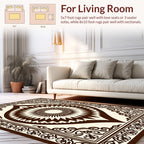 Abstract Sunburst Floral Border Design Rug