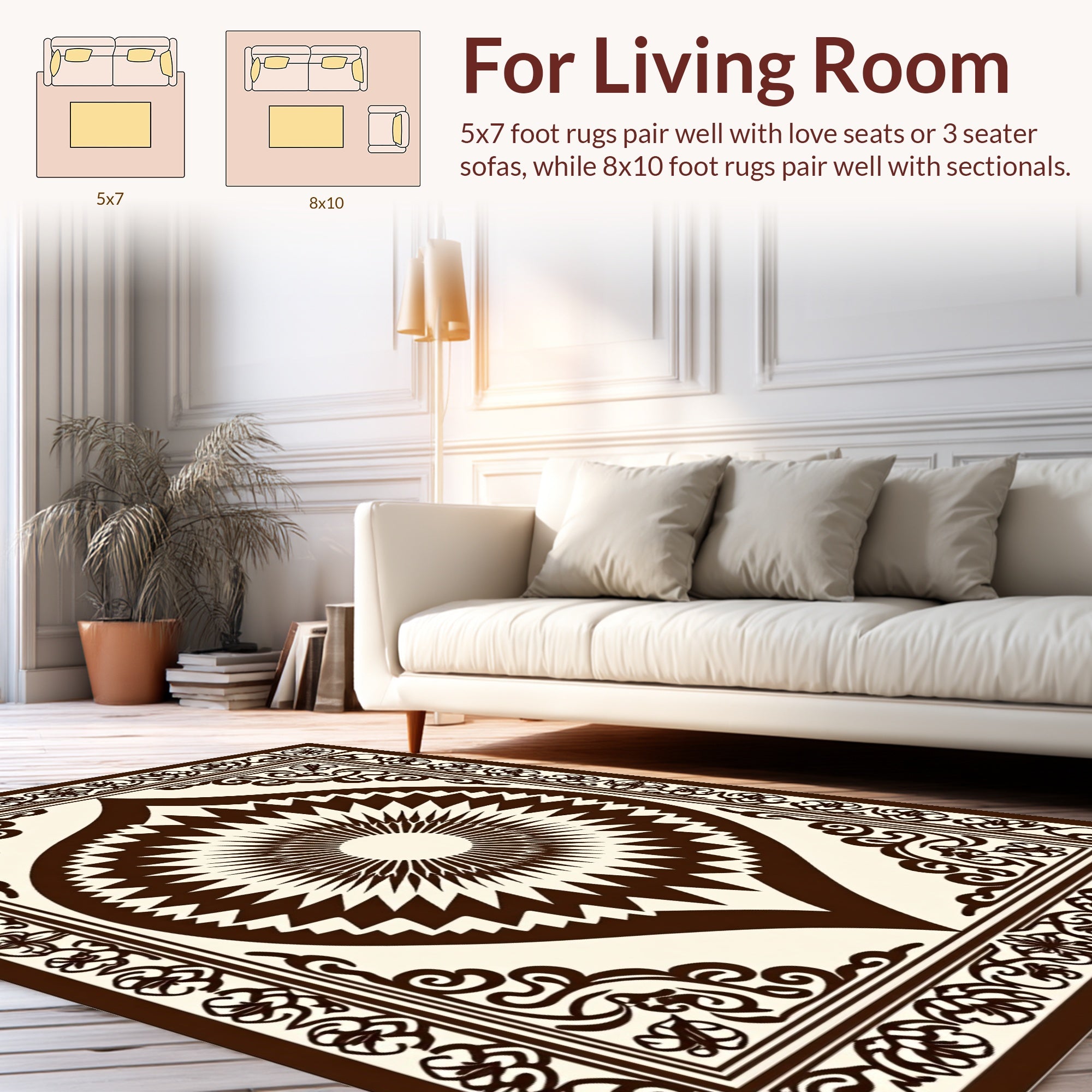 Abstract Sunburst Floral Border Design Rug