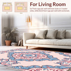 Ornate Floral Medallion Pattern with Pink Blue Rug