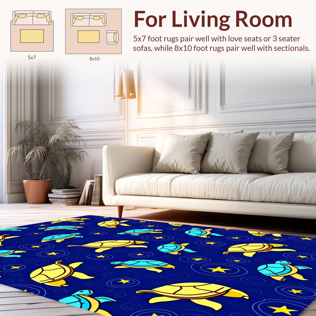 Turtle Star Pattern Delightful Design Rug