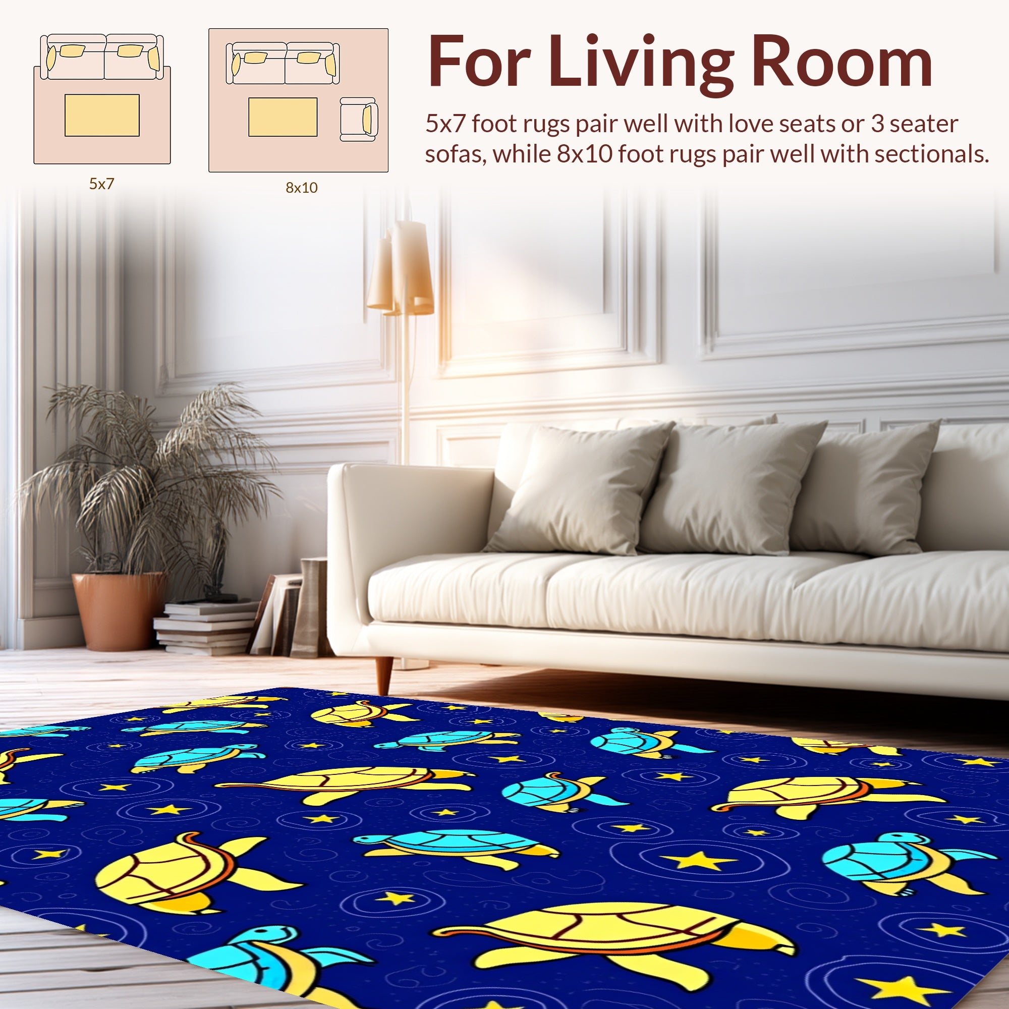 Turtle Star Pattern Delightful Design Rug