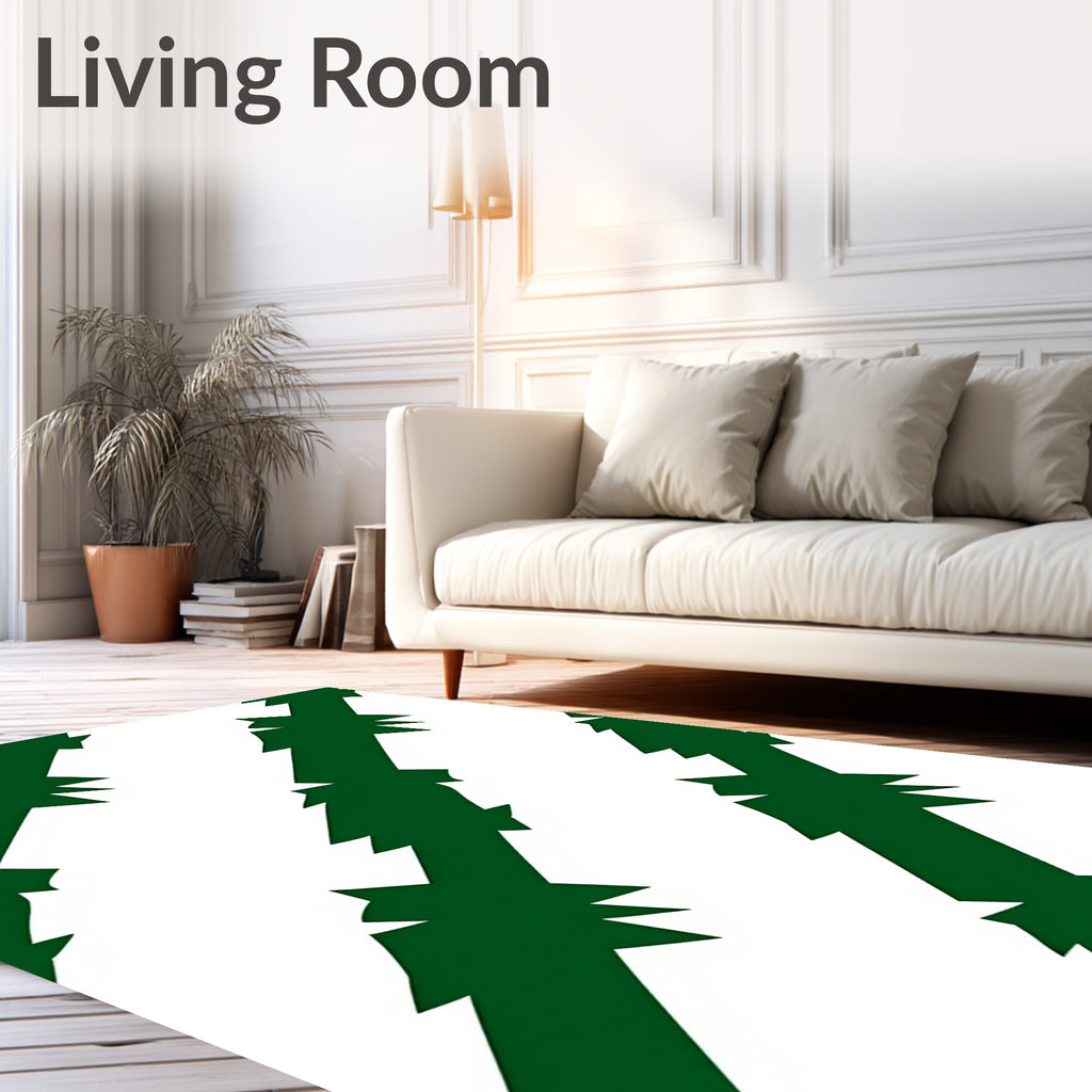 Geometric Slash Green Pattern Rug