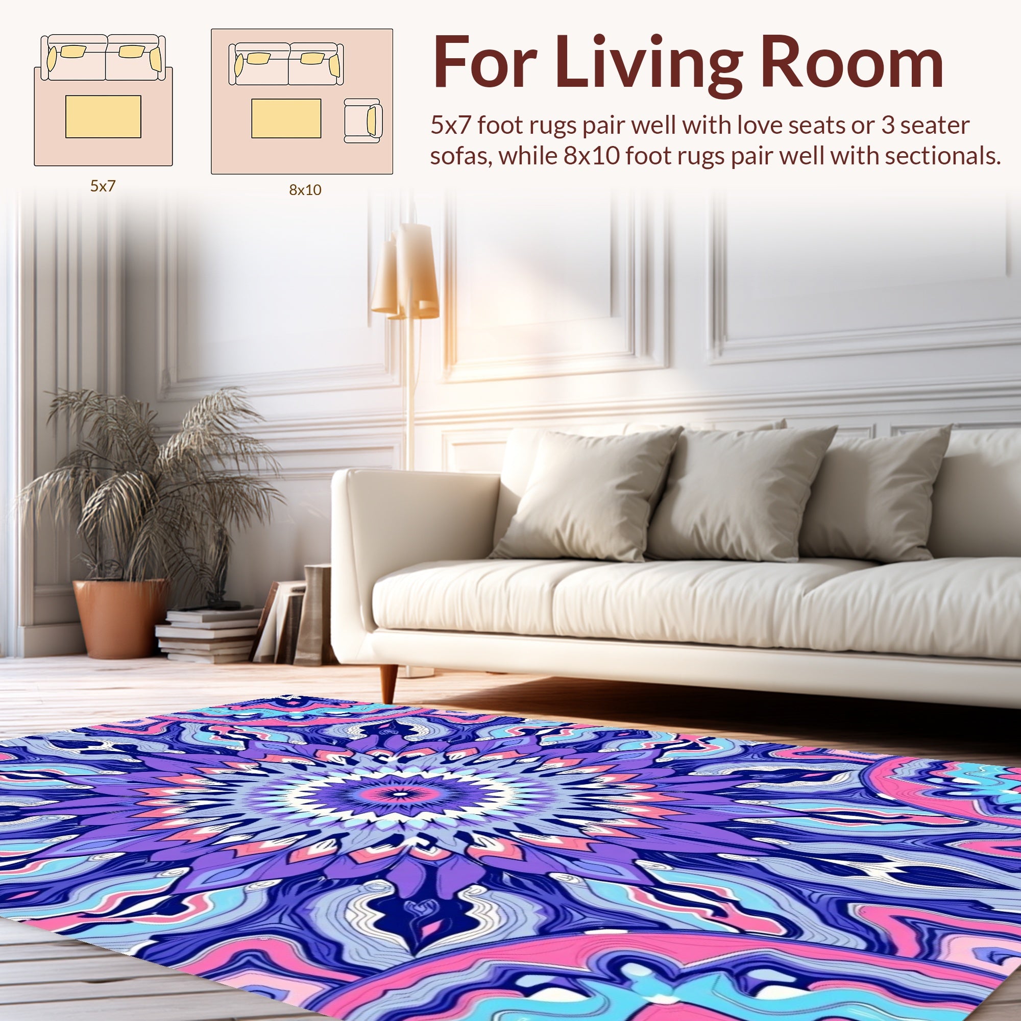 Vibrant Mandala Pattern Fluid Shapes Rug