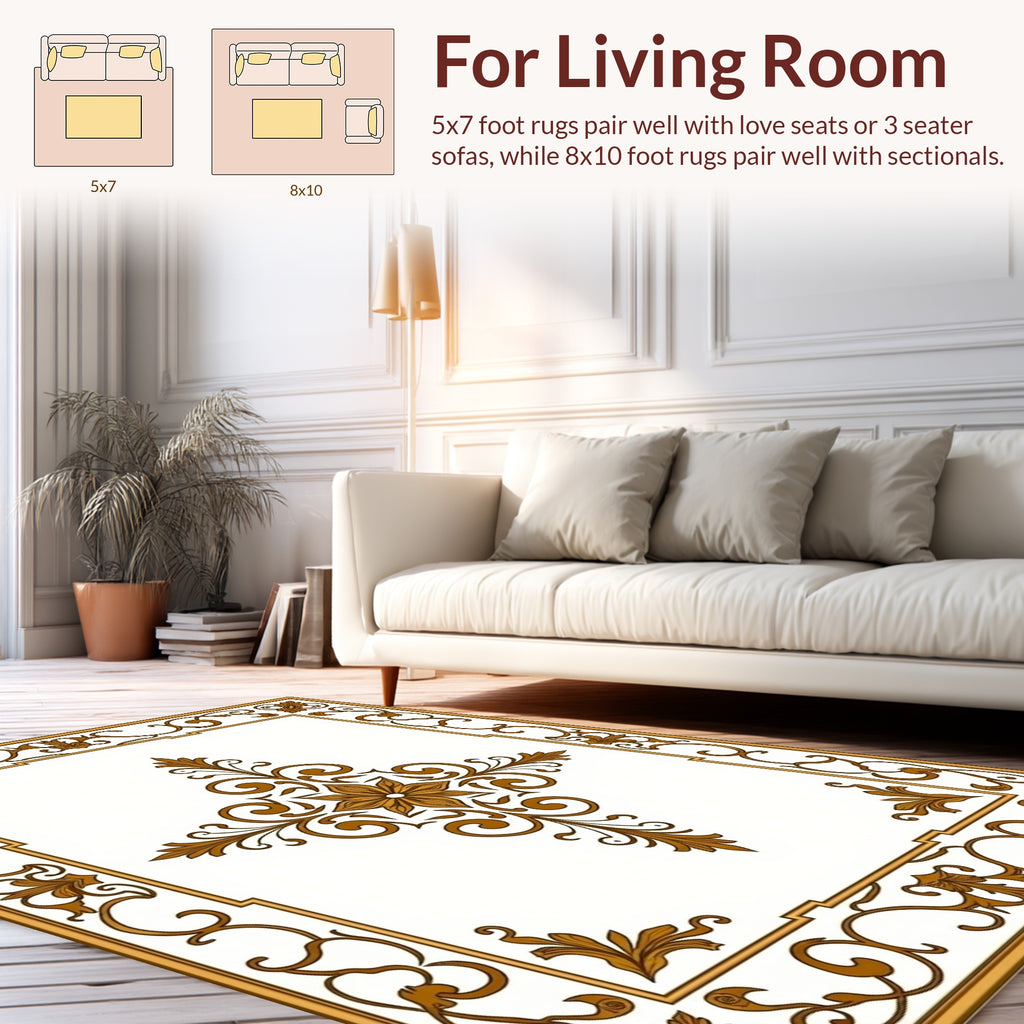 Ornate Floral Scrollwork Pattern Rug