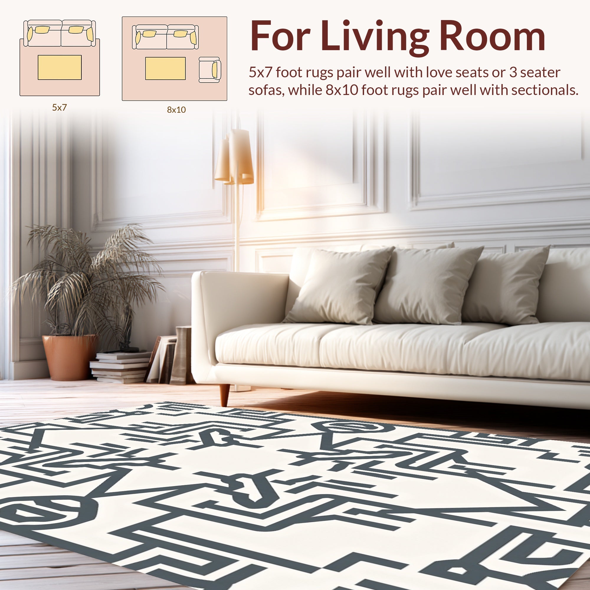 Modern Maze Geometric Pattern Rug