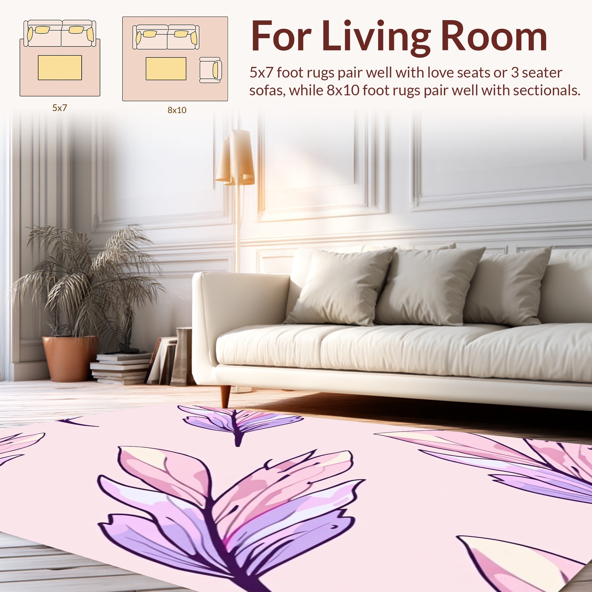 Soft Feather Pattern Pastel Design Rug