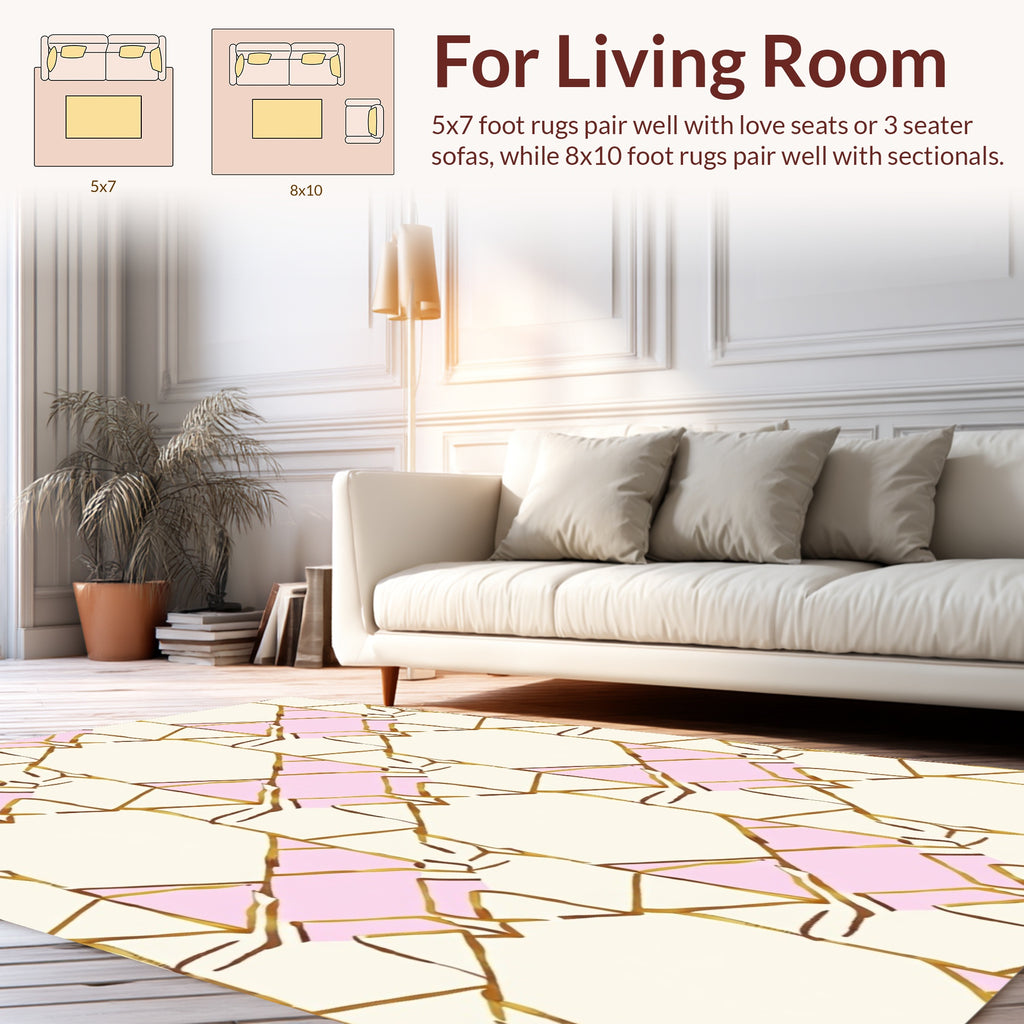 Modern Gold Geometric Hexagon Pattern Rug