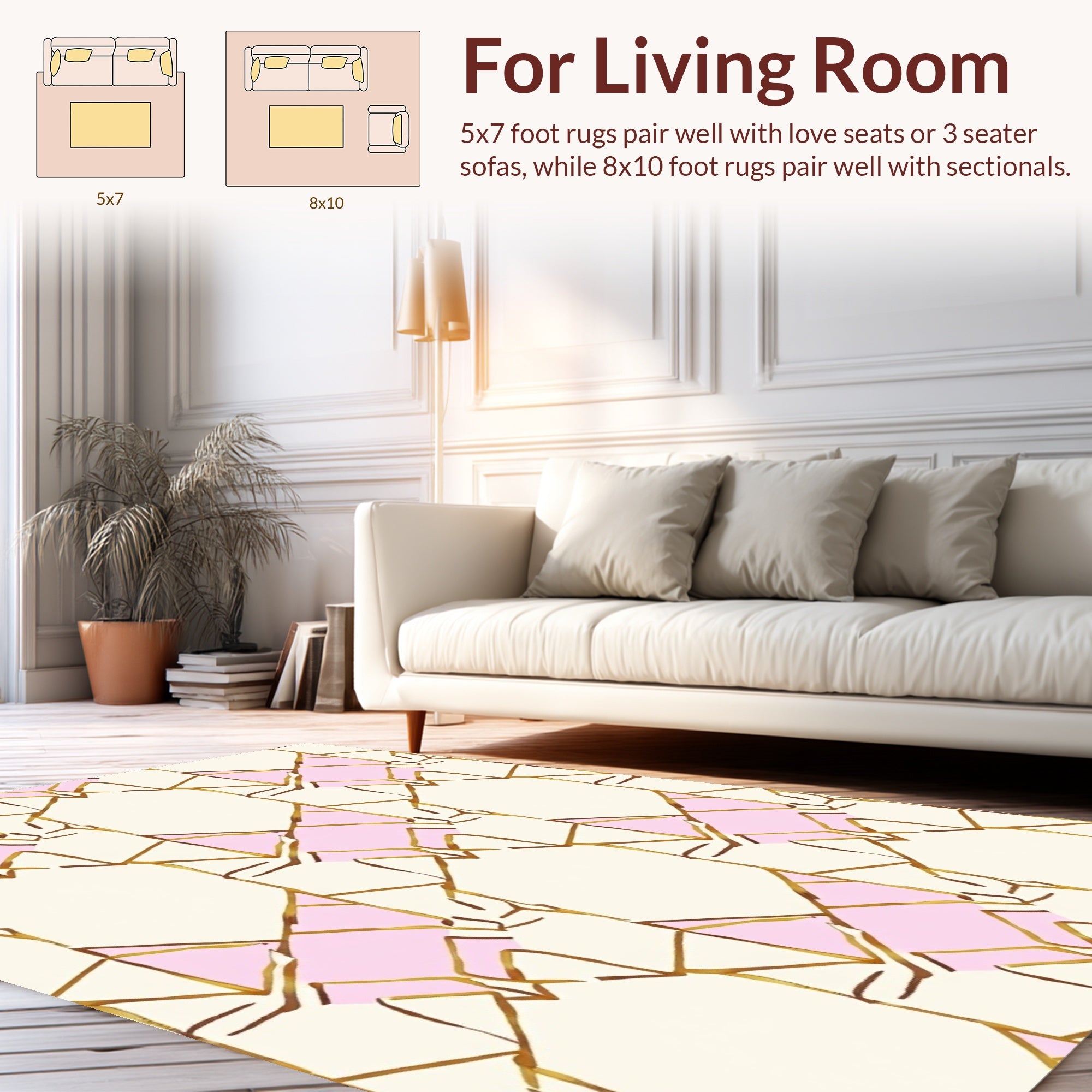 Modern Gold Geometric Hexagon Pattern Rug