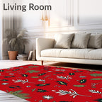 Bold Red Botanical Leaf Collection Rug