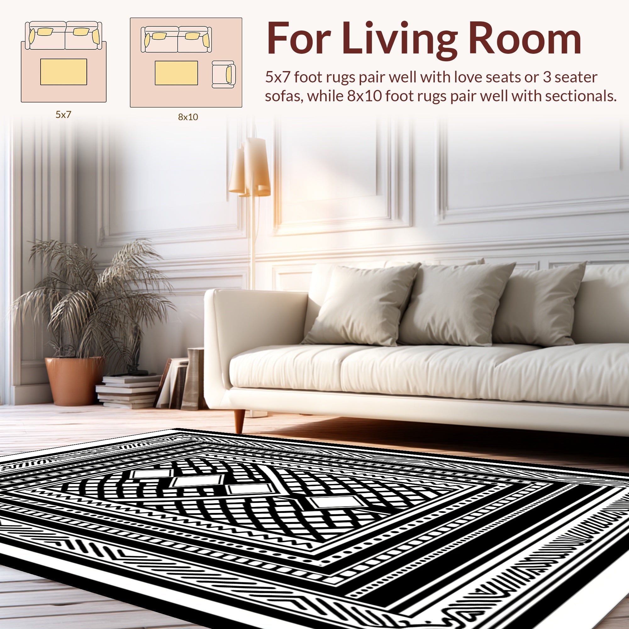 Bold Geometric Diamond Stripe Pattern Rug