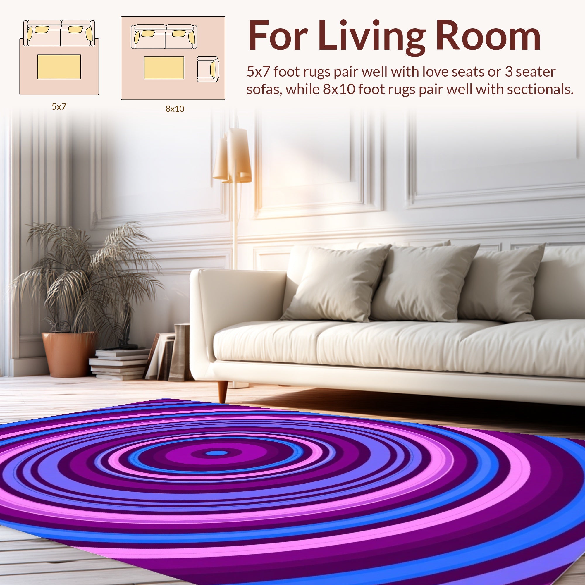 Concentric Rings Vibrant Palette Rug