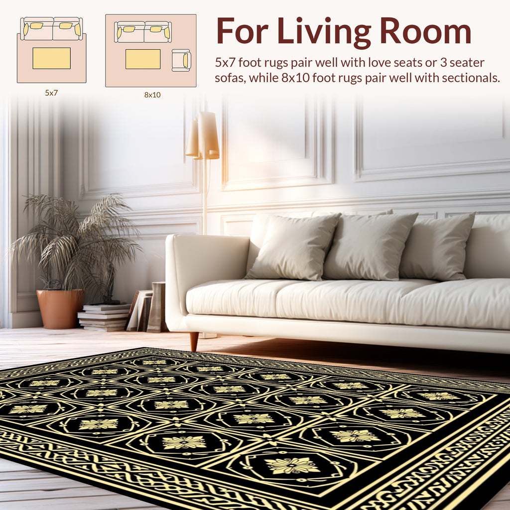 Classic Floral Geometric Pattern Rug