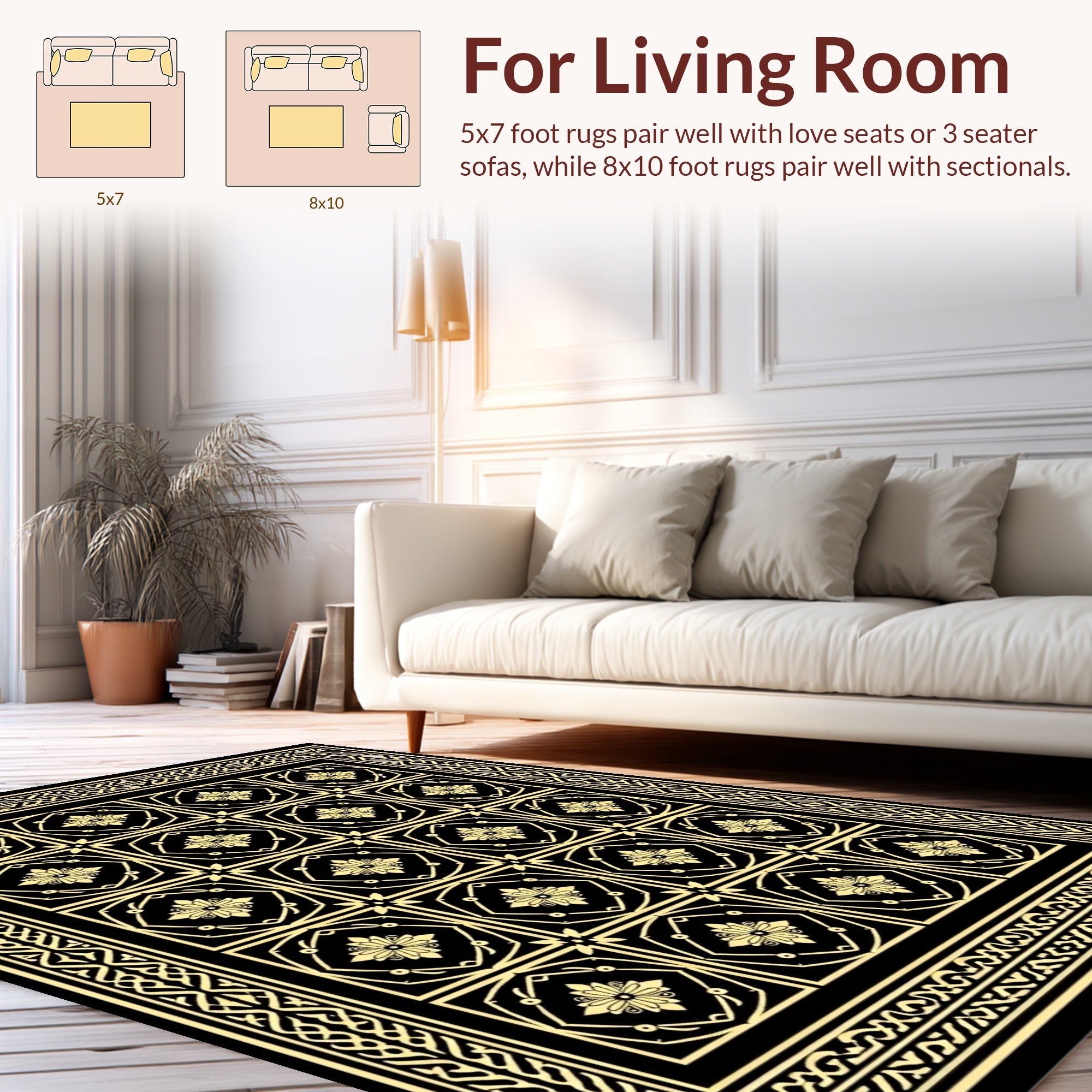 Classic Floral Geometric Pattern Rug
