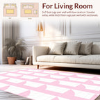 Pastel Pink Minimal 3D Grid Rug