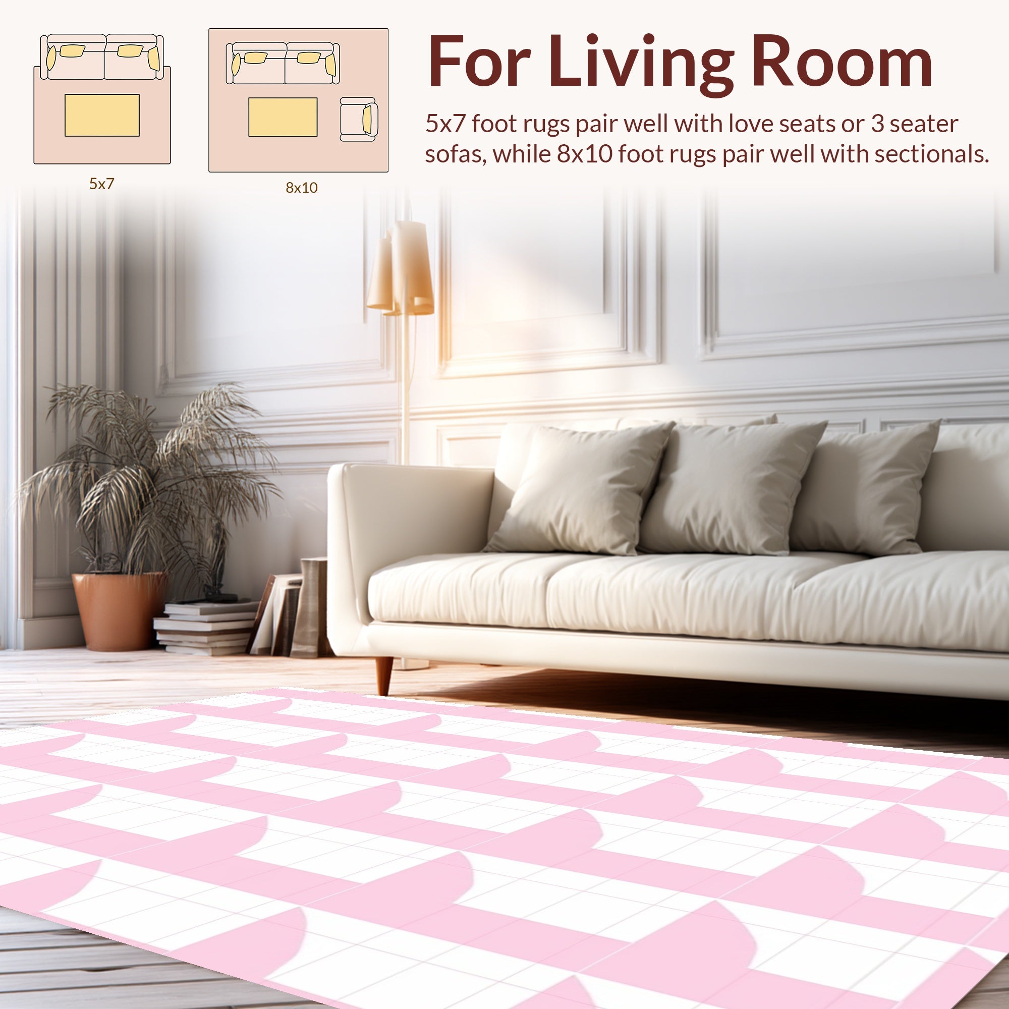 Pastel Pink Minimal 3D Grid Rug