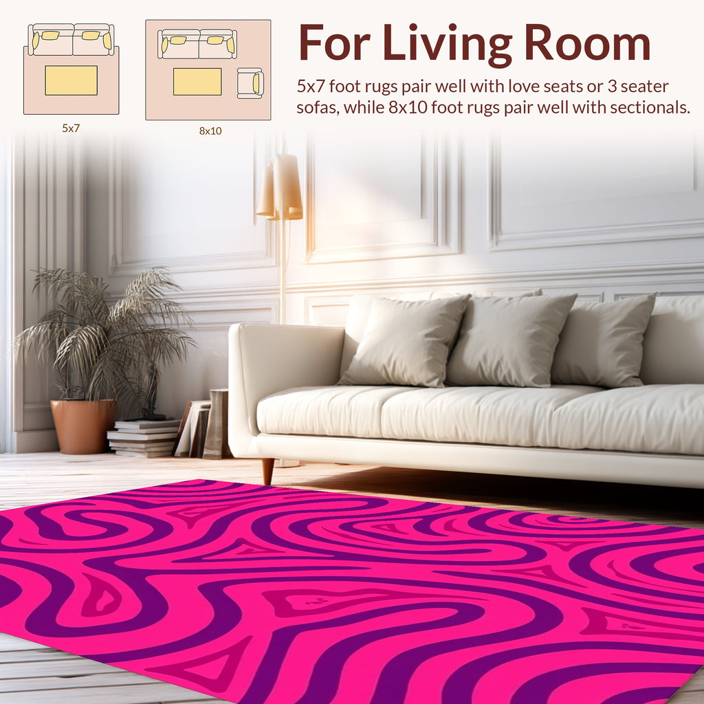 Vibrant Pink Purple Swirl Pattern Rug
