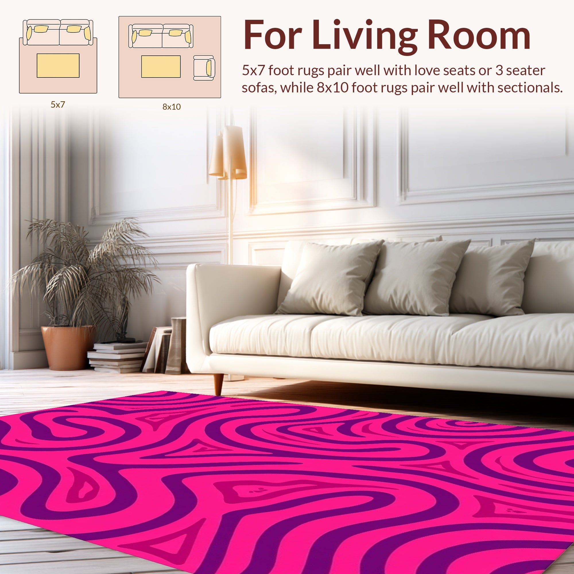Vibrant Pink Purple Swirl Pattern Rug