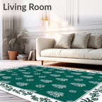 Emerald Green Winter Forest Snowflake Rug