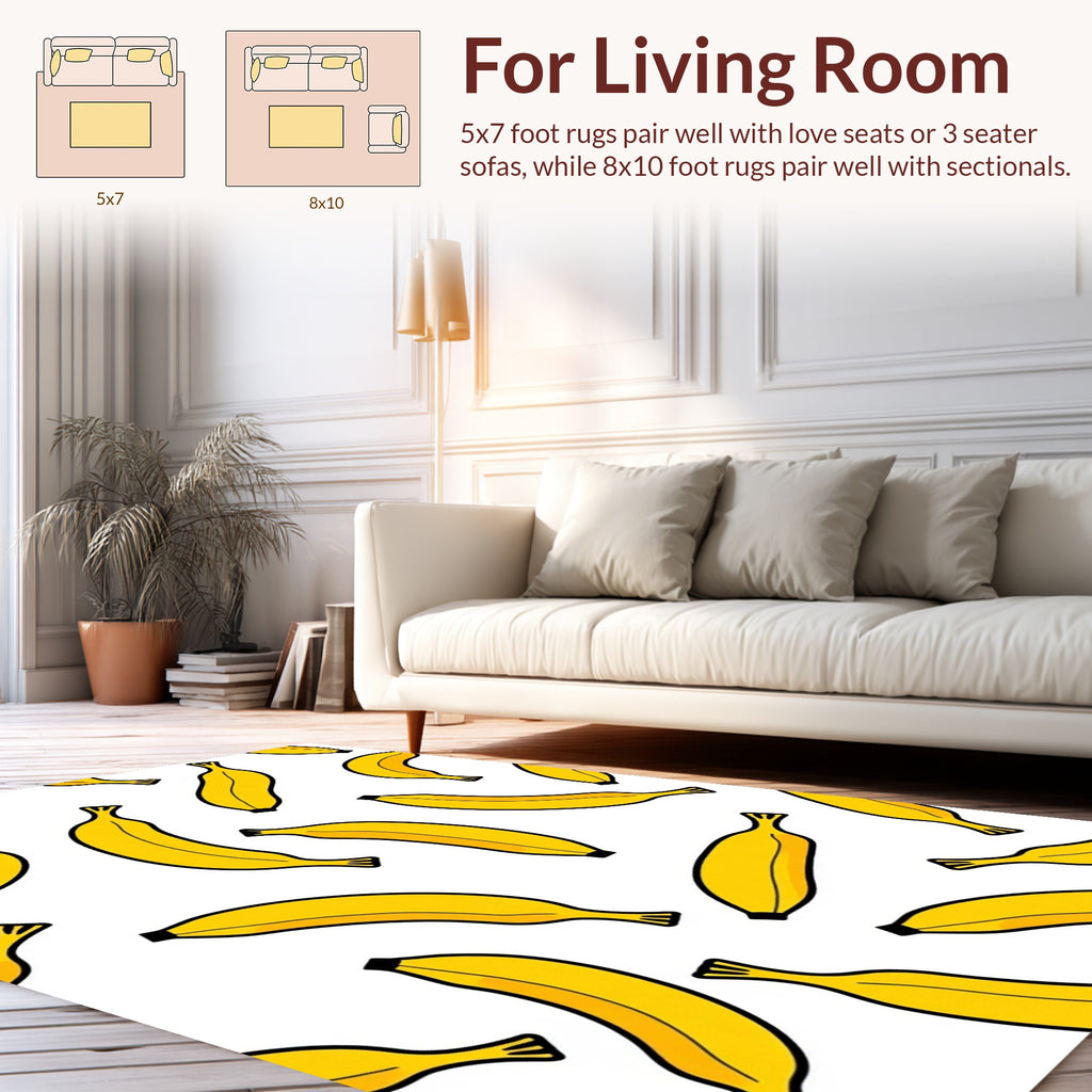 Yellow Fruit Pop Art Banana Print Rug