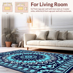 Intricate Teal Mandala Patterned Rug