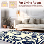 Classic Navy Floral Vines Pattern Rug