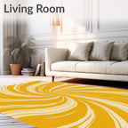 Golden Swirl Abstract Pattern Rug