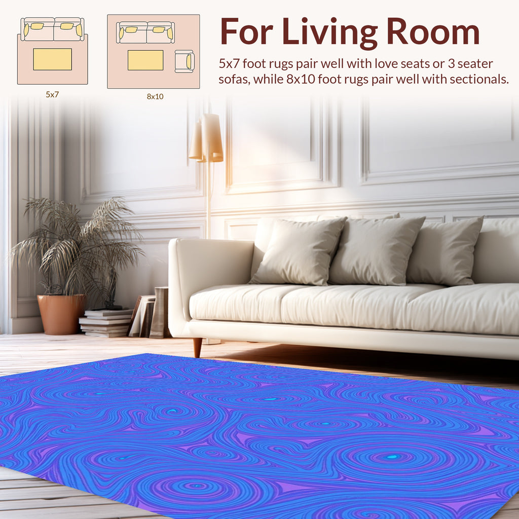 Vibrant Blue Purple Swirl Pattern Rug