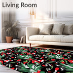 Festive Green Pine with Red Ornaments Rug