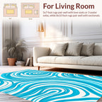 Curving Blue Strokes Abstract Rug