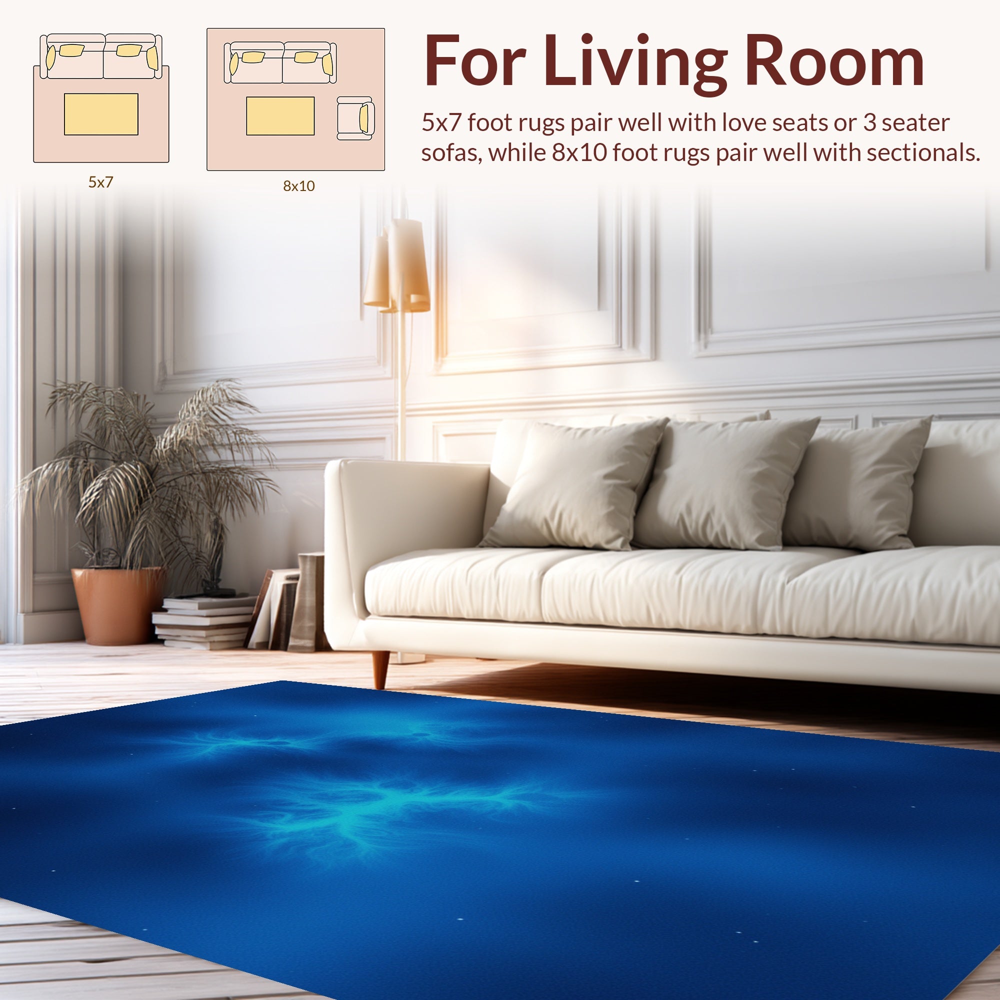 Deep Blue Electric Nebula Pattern Rug