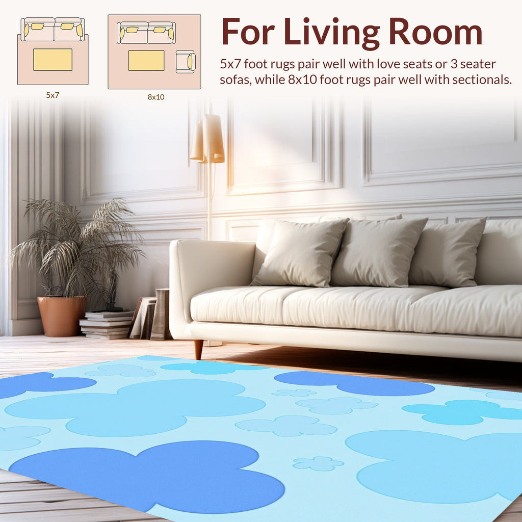 Cool Blues Cloud Pattern Rug