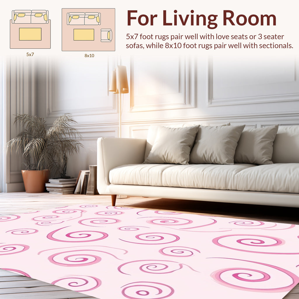 Whimsical Pink Swirls Soft Background Rug
