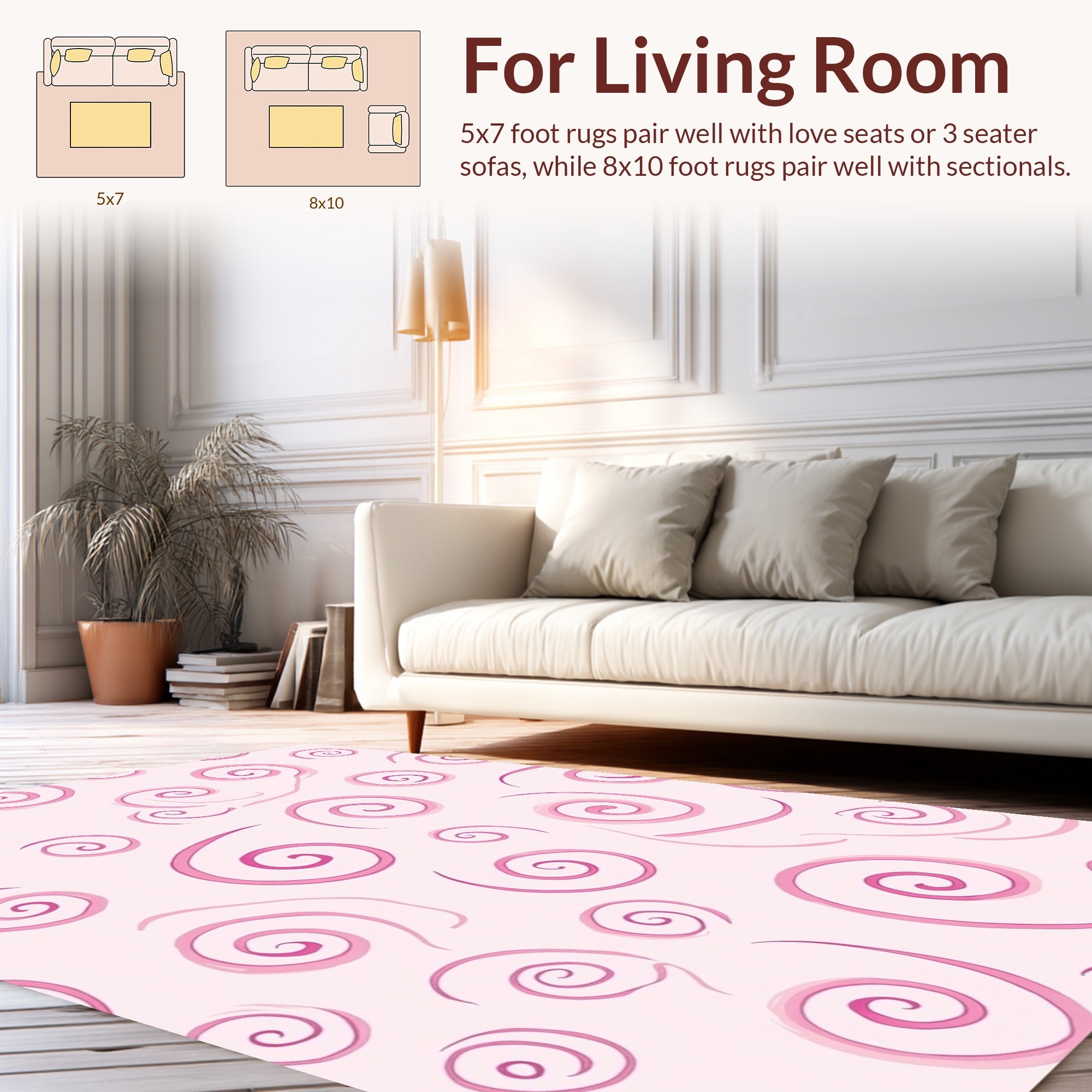 Whimsical Pink Swirls Soft Background Rug