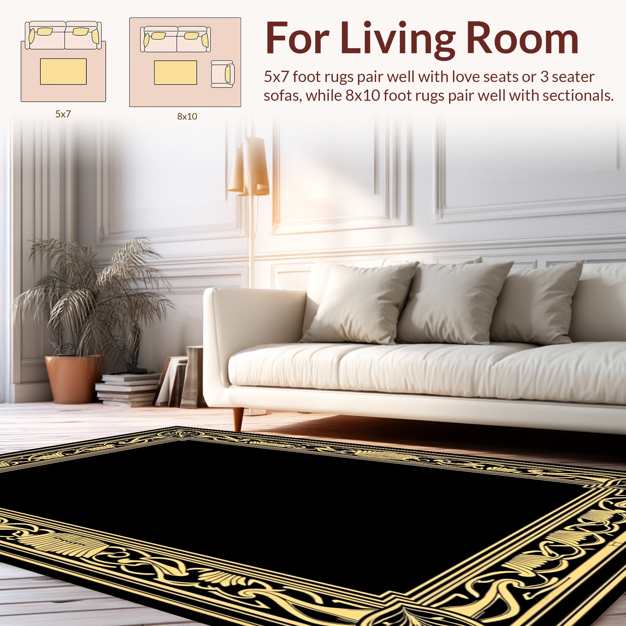 Art Nouveau Golden Floral Border Rug