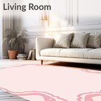 Soft Pink Ornate Frame Art Rug