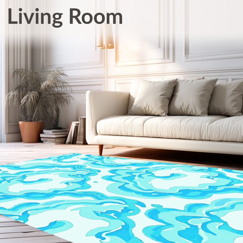 Oceanic Watercolor Swirls Rug