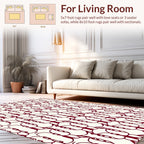 Maroon Abstract Linked Oval Pattern Rug