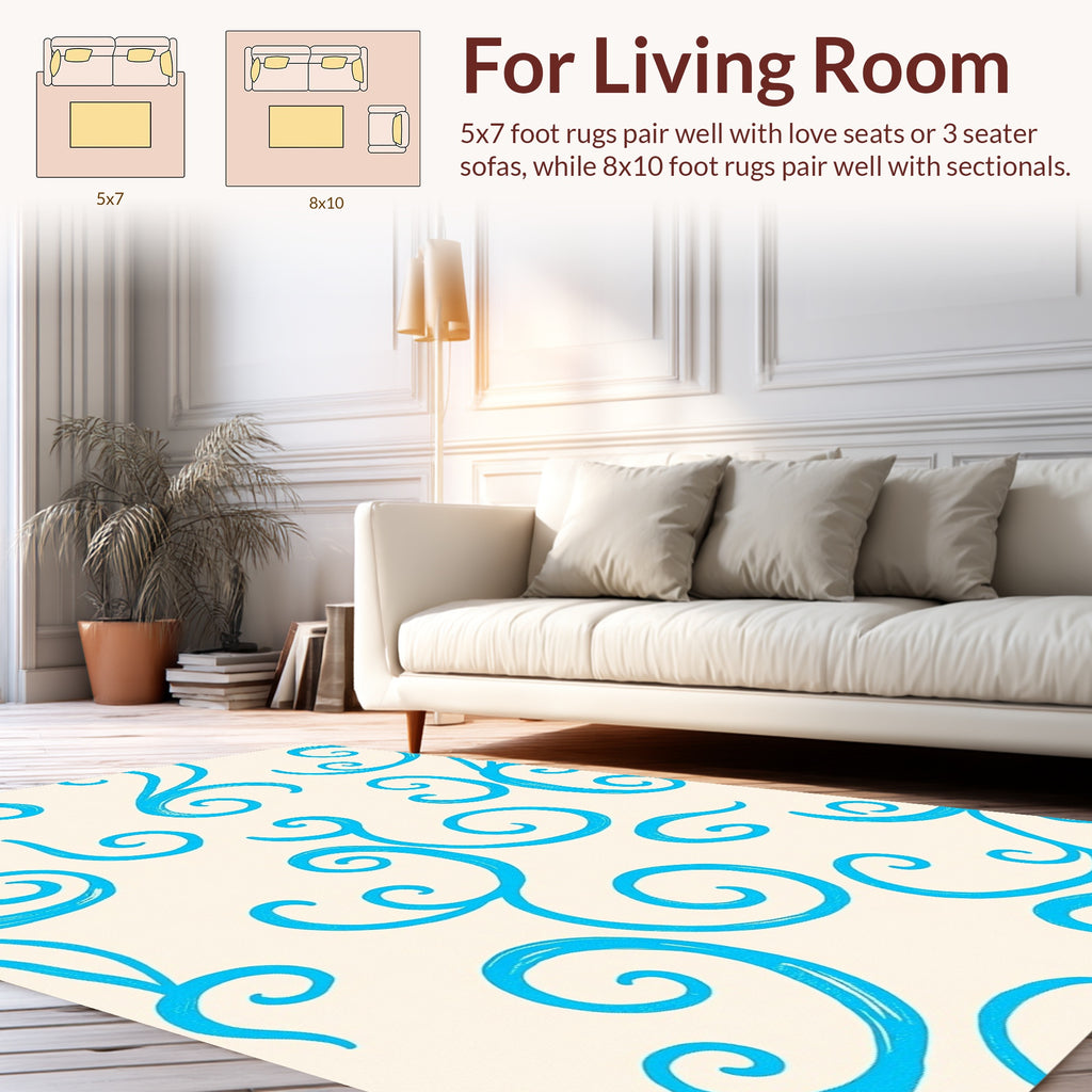 Aqua Swirl Pattern Design Rug