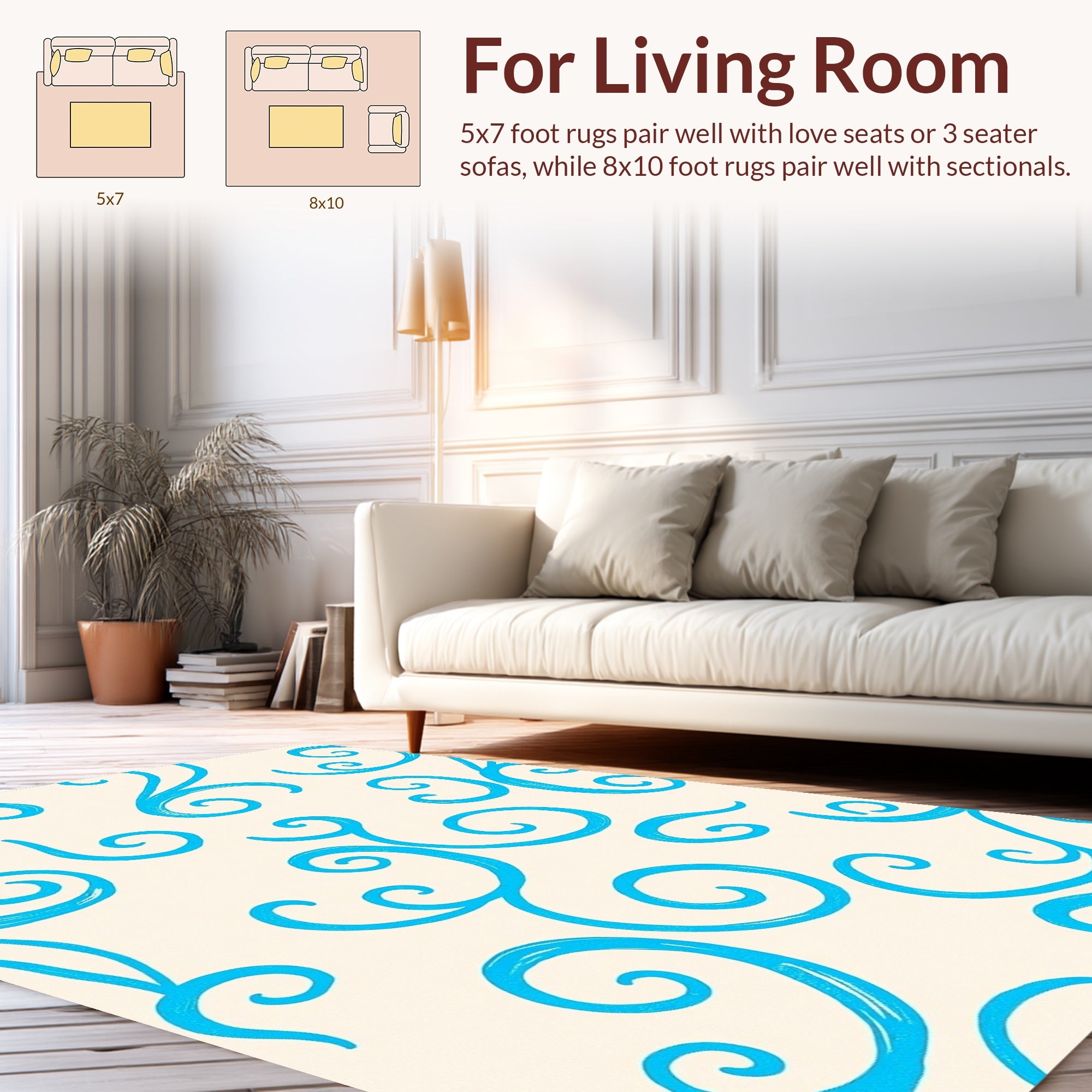 Aqua Swirl Pattern Design Rug