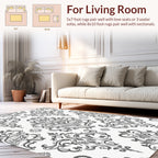 Classic Gray White Damask Pattern Rug