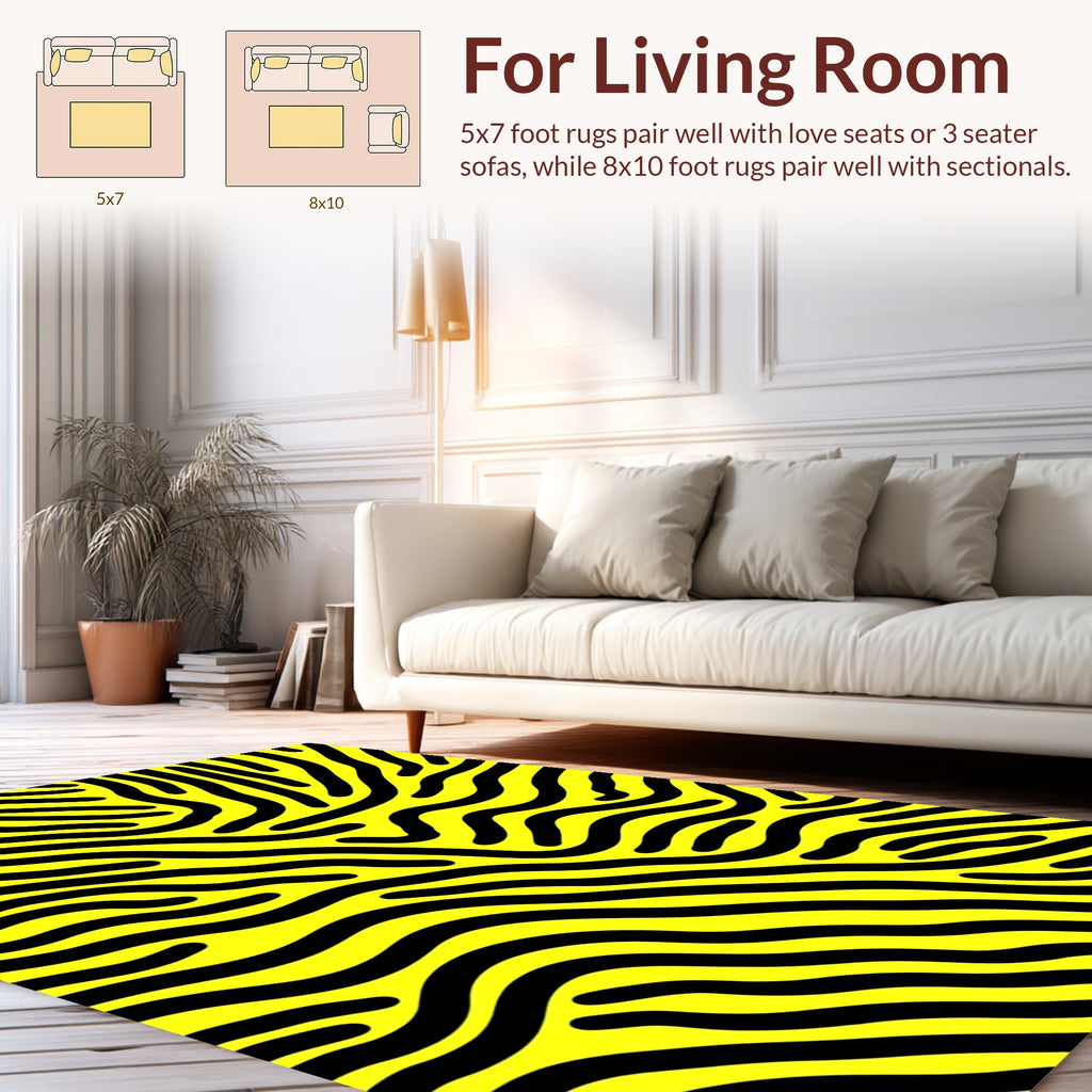 Bold Yellow Black Stripe Pattern Rug