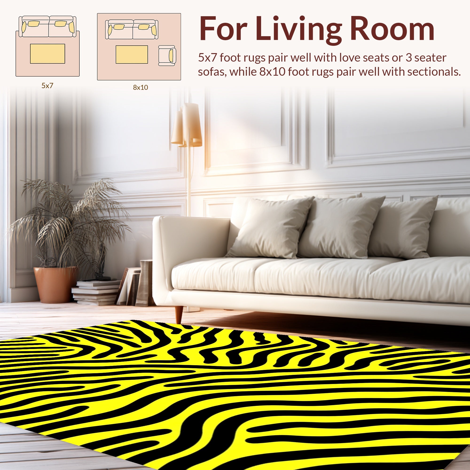 Bold Yellow Black Stripe Pattern Rug