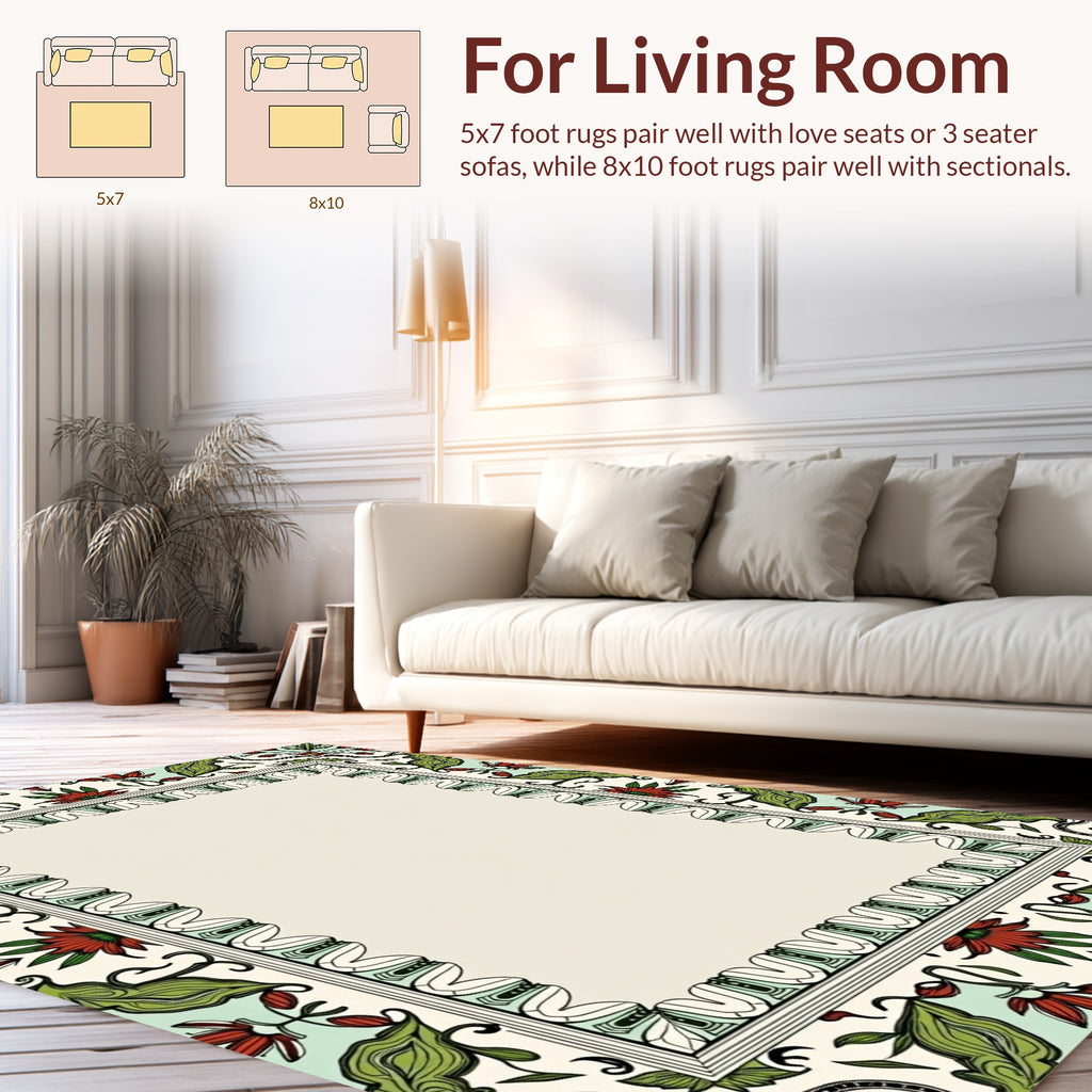 Floral Vine Border Design Rug