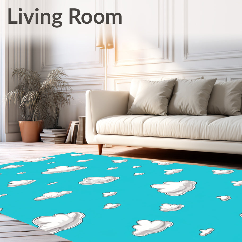 Cute White Clouds Bright Blue Sky Rug