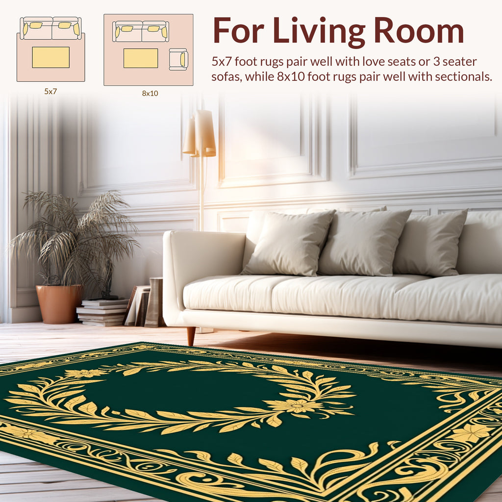 Classic Floral Wreath Border Design Rug